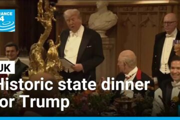 Donald Trump hailed with state banquet during historic UK visit