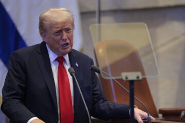 Shocking moment Donald Trump interrupted by protester in Israeli Knesset